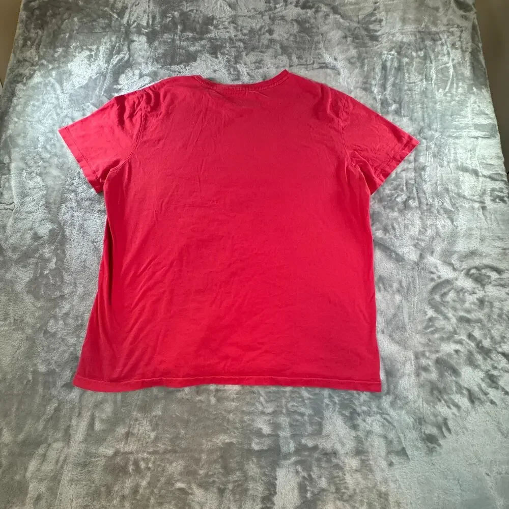 olo Ralph Lauren T Shirt Mens XL Red V Neck Blue Pony Embroidered Short Sleeve